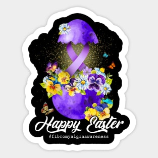 Happy Easter Fibromyalgia Awareness Purple Ribbon Sticker